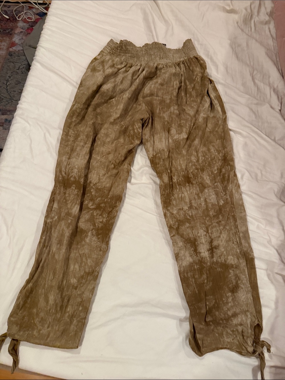 Neutral Tie-Dye Drawstring Waist Women’s Pants
